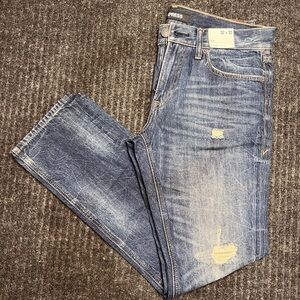 Express Mens Slim Jeans 32x32 Dark Wash Distressed Denim NWT